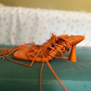 Zara orange strappy sandals make me an offer